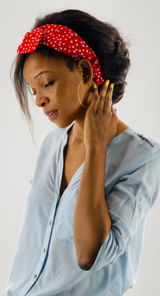 Headbands with Large Bow Detail | White & Red Polka Dot