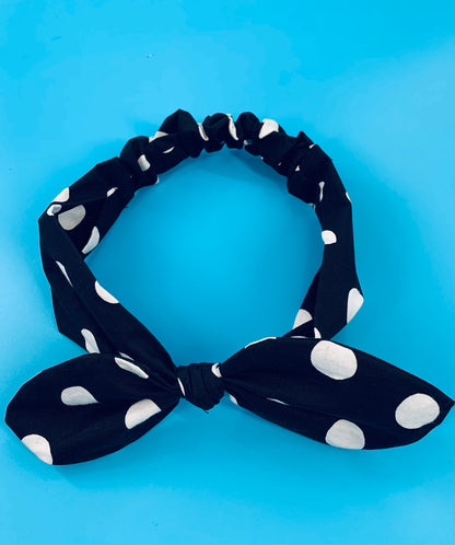 Headbands with Large Bow Detail | Black Polka Dot