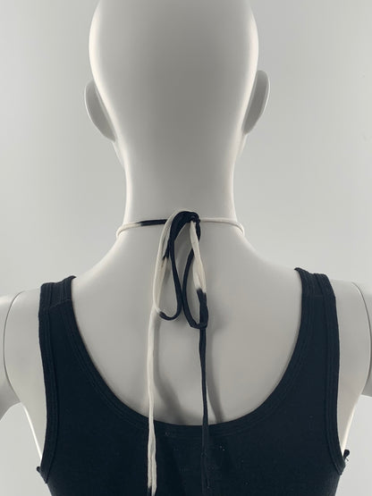 Crisscross Halter Tank Top with  Black & White Straps