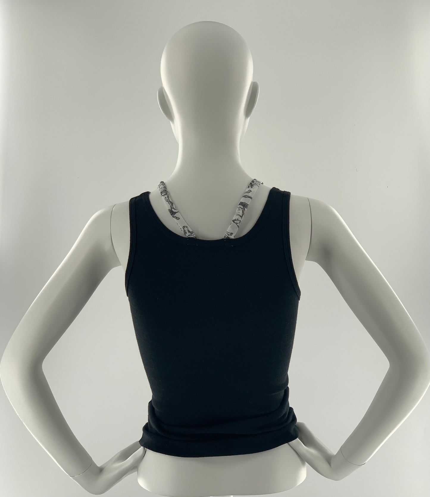 Double Strap Lace Up Tee with Bow-Tie | Black