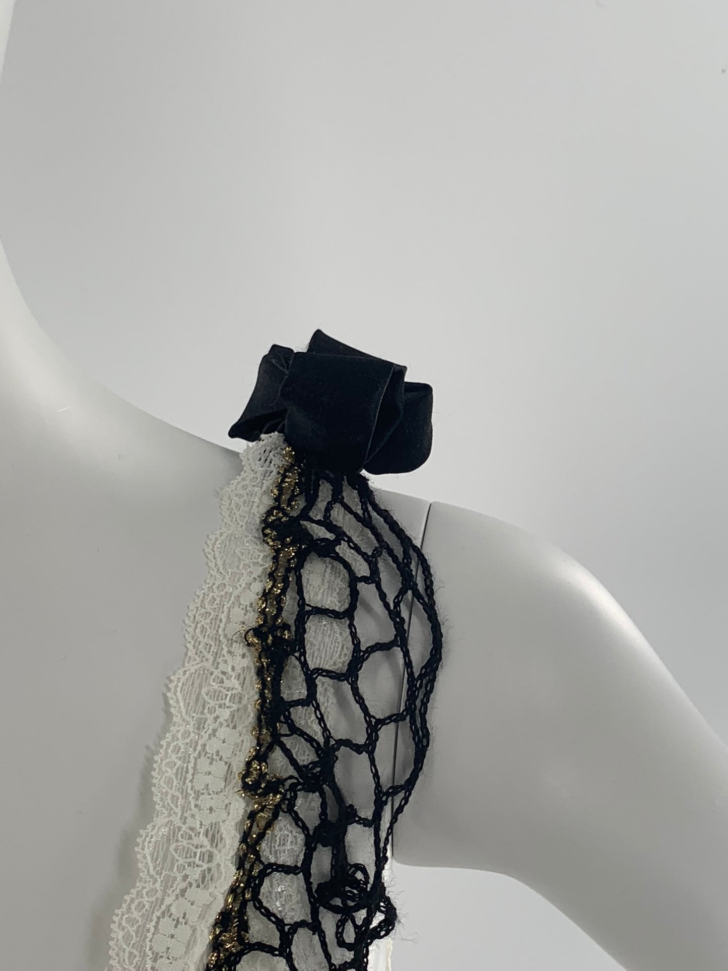 Camisole with Black Lace Neckline & Bow Detail | Cream