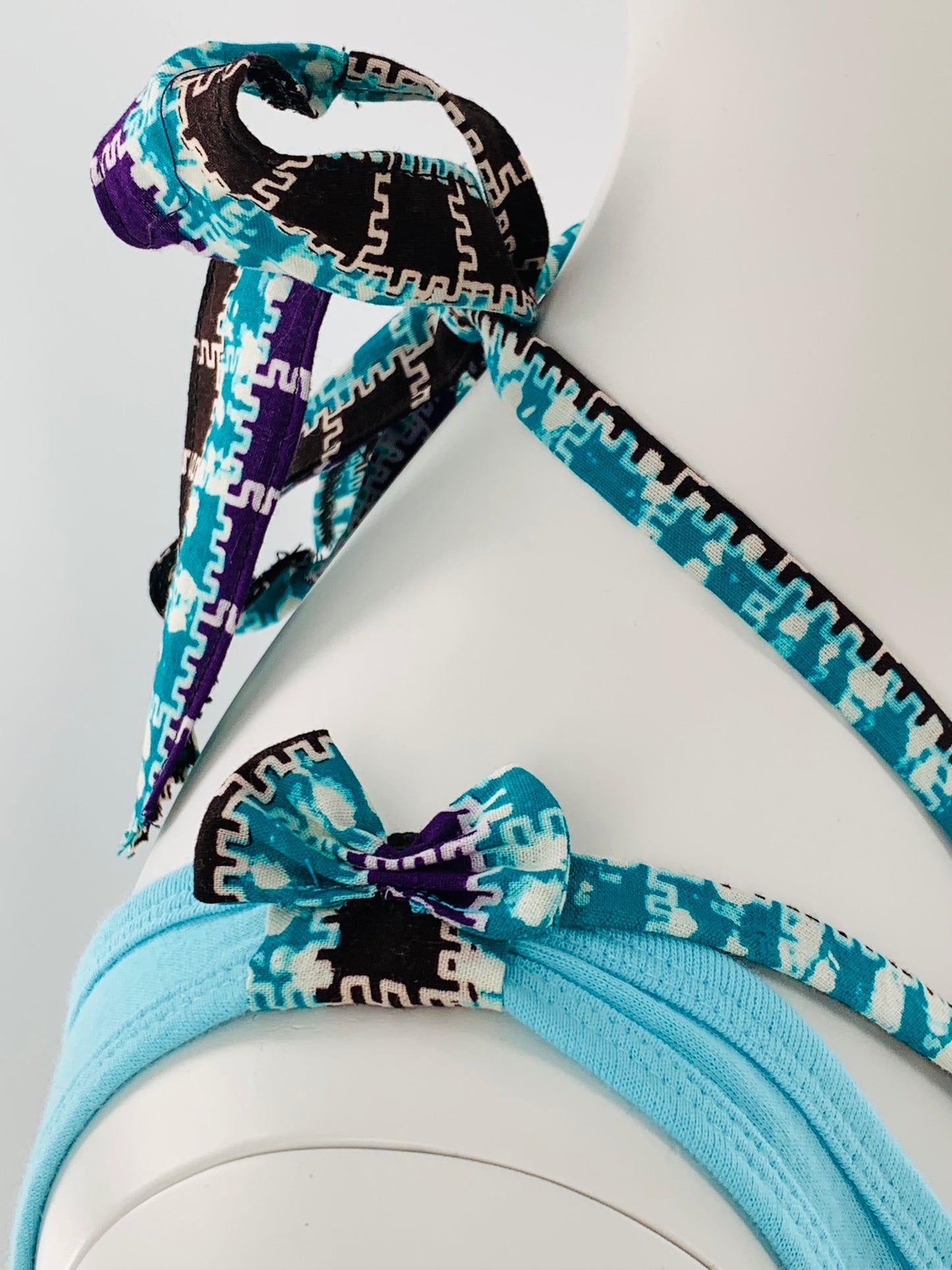 Ankara Laced Up Alter Cropped Top With A Bow | Blue