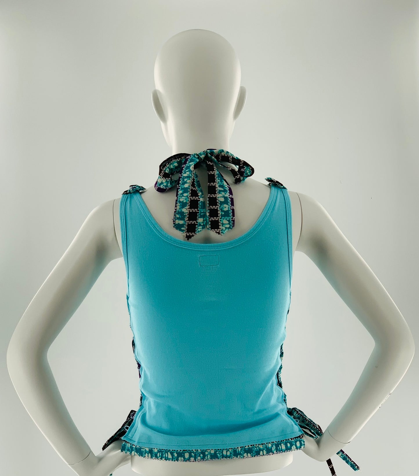 Ankara Laced Up Alter Cropped Top With A Bow | Blue