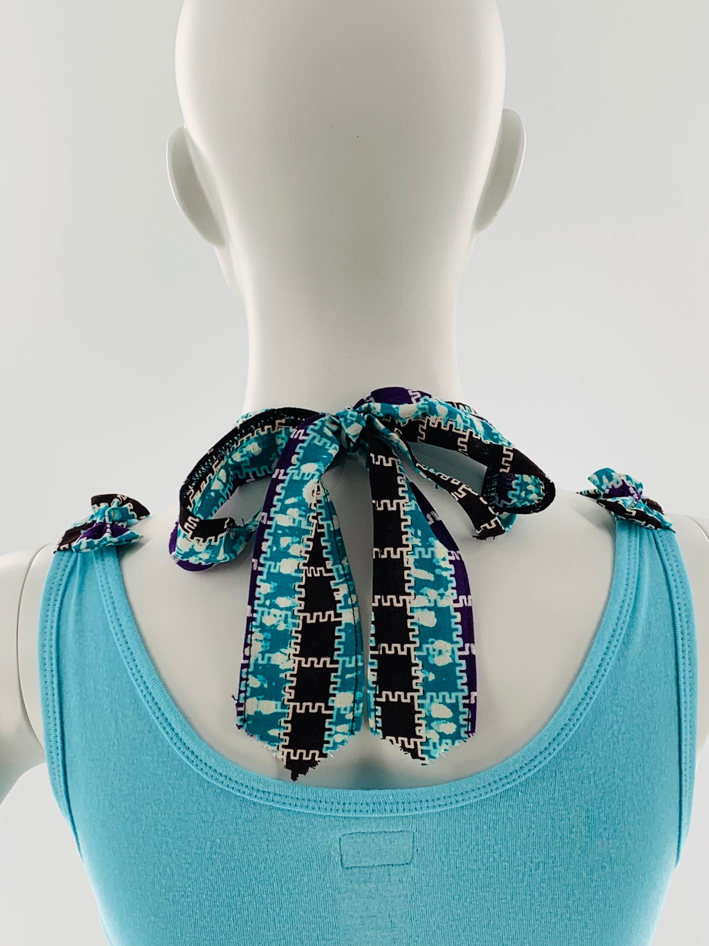 Ankara Laced Up Alter Cropped Top With A Bow | Blue