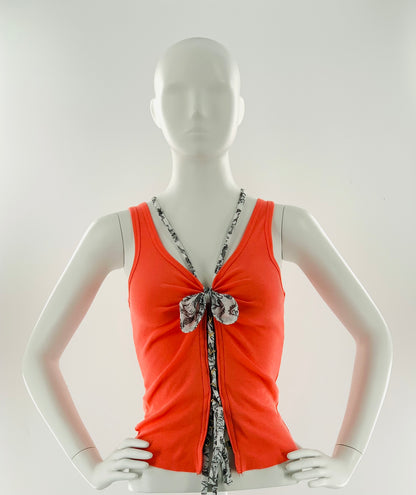 Double Strap Lace Up Tee with Bow-Tie | Vermillion