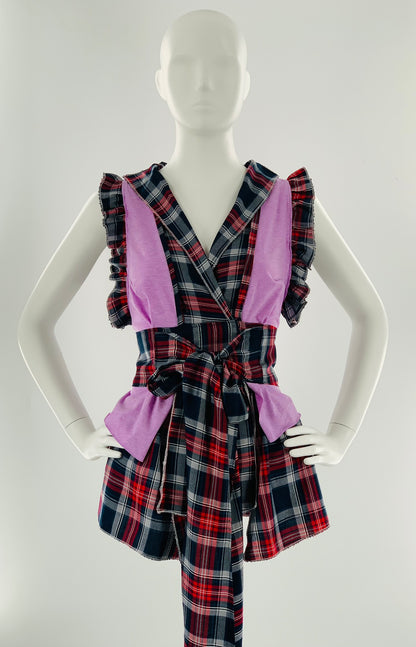 Irish Plaid Belted Top | Lavender