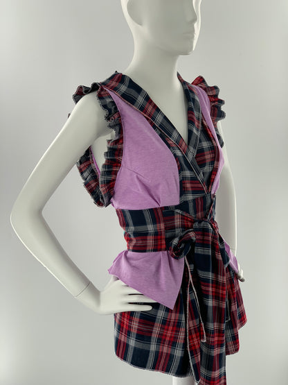 Irish Plaid Belted Top | Lavender