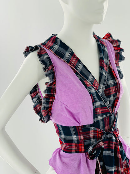 Irish Plaid Belted Top | Lavender