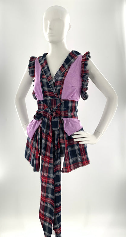 Irish Plaid Belted Top | Lavender