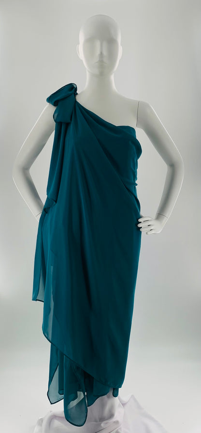 Asymmetrical One Shoulder Multi-Layered Chiffon Dress