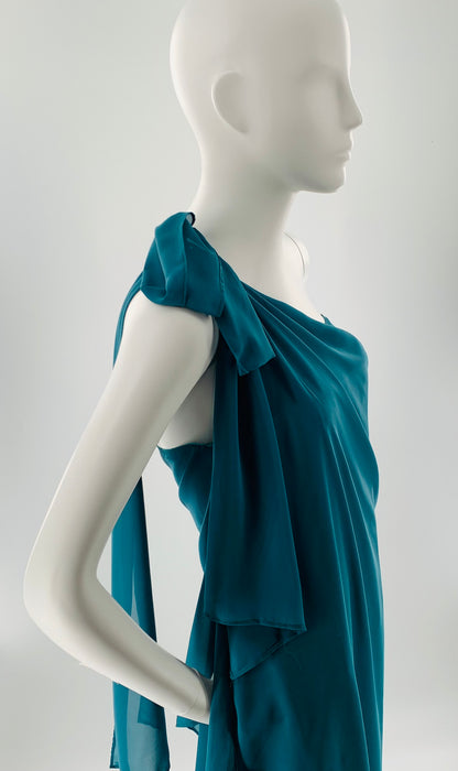 Asymmetrical One Shoulder Multi-Layered Chiffon Dress