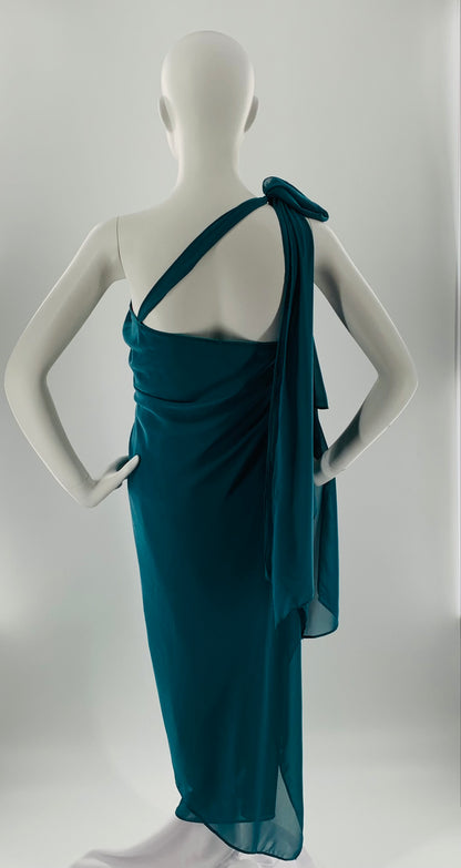 Asymmetrical One Shoulder Multi-Layered Chiffon Dress