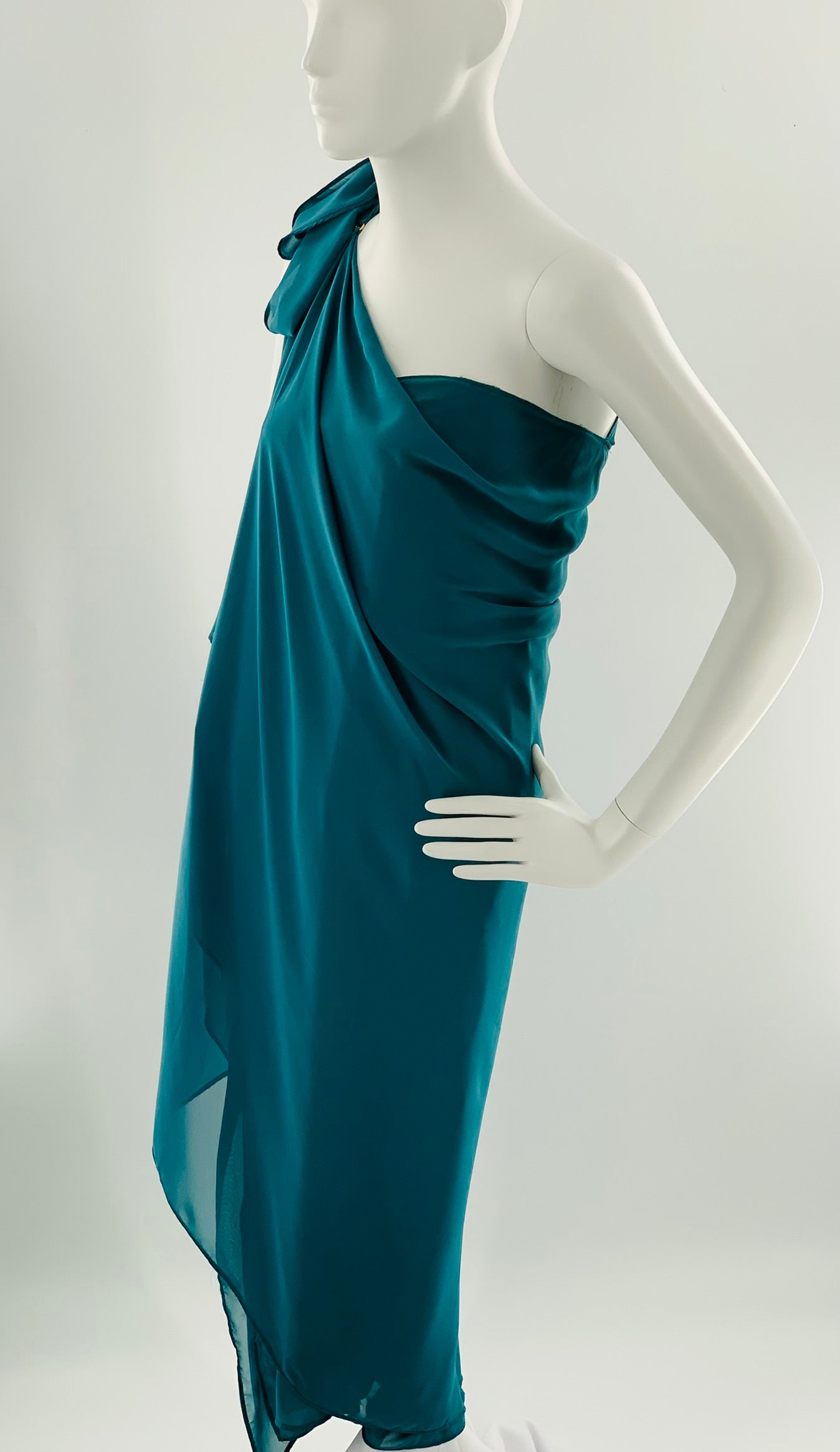 Asymmetrical One Shoulder Multi-Layered Chiffon Dress