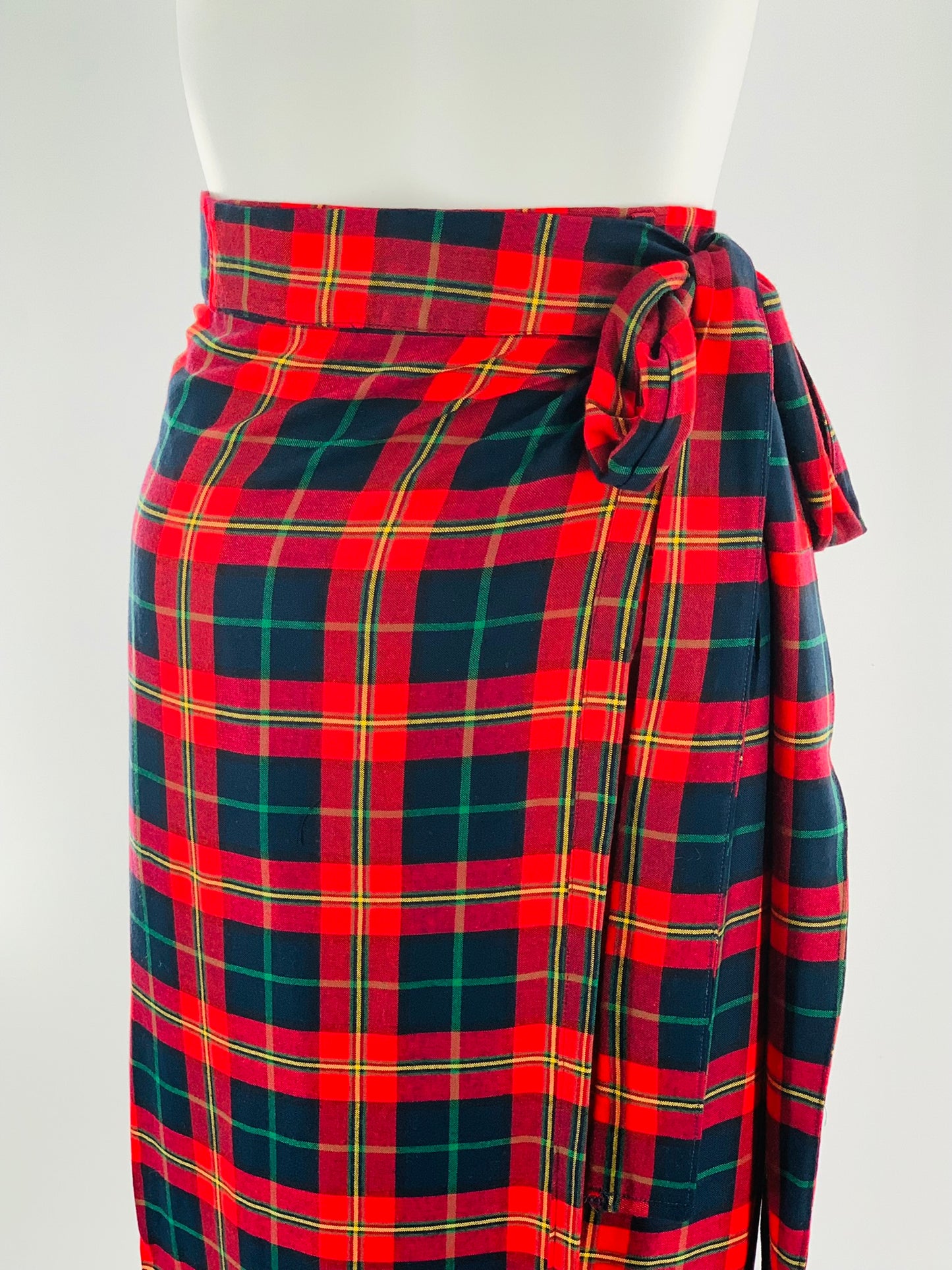 Irish Plaid Wrap Skirt With Long Straps