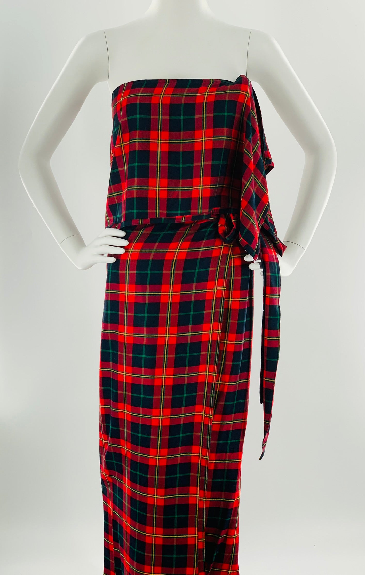 Irish Plaid Wrap Skirt With Long Straps