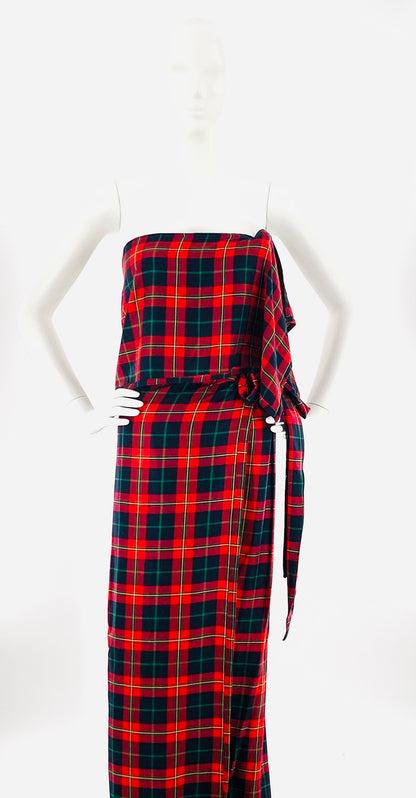 Irish Plaid Wrap Skirt With Long Straps