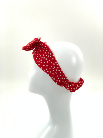 Headbands with Large Bow Detail | White & Red Polka Dot