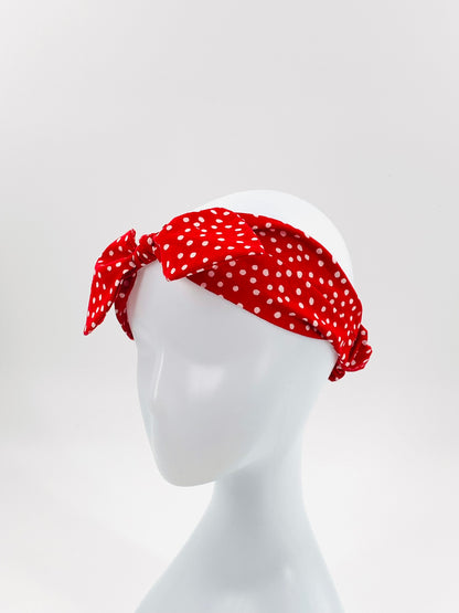 Headbands with Large Bow Detail | White & Red Polka Dot