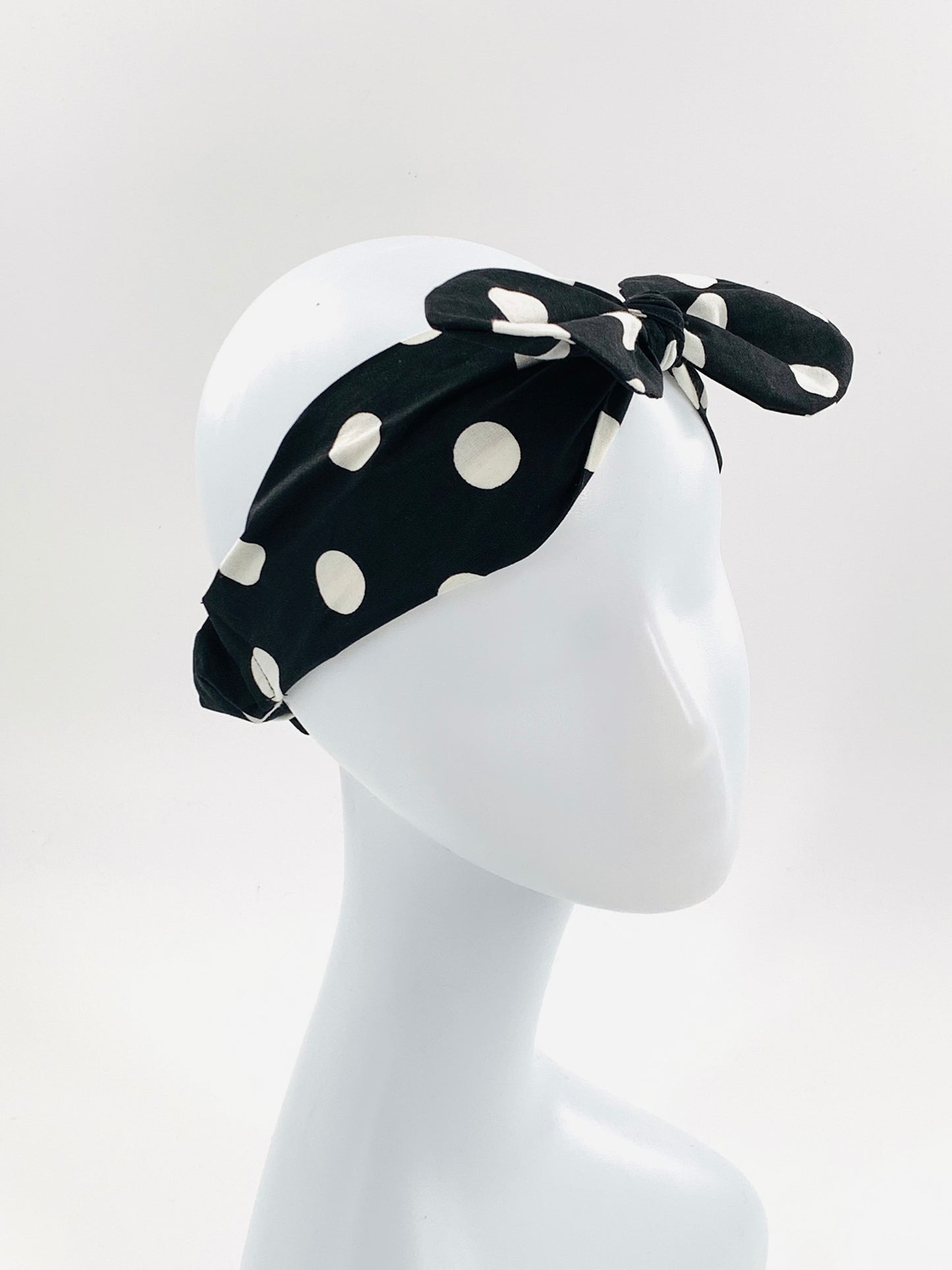 Headbands with Large Bow Detail | Black Polka Dot