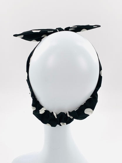 Headbands with Large Bow Detail | Black Polka Dot