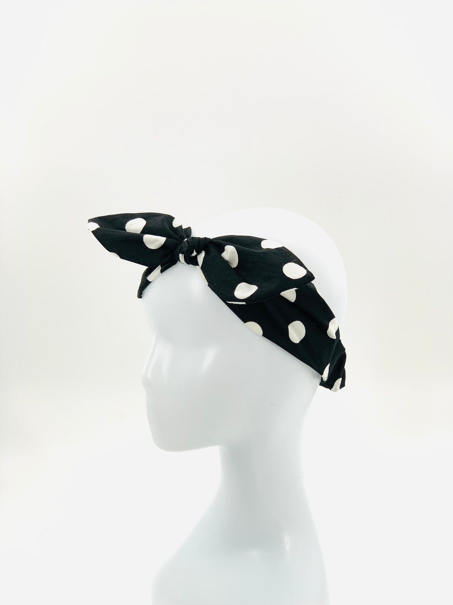 Headbands with Large Bow Detail | Black Polka Dot