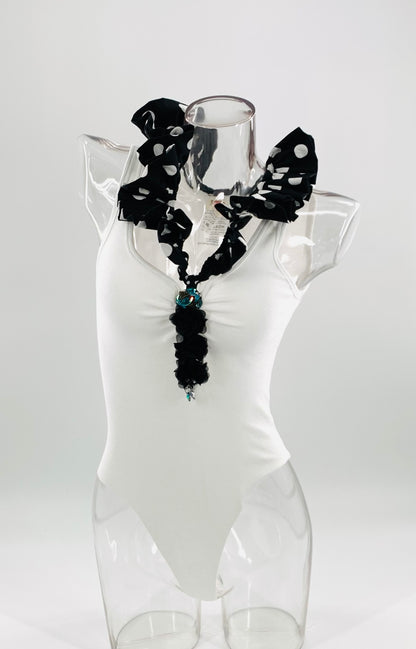 White Double Neckline Bodysuit - Polka Dot