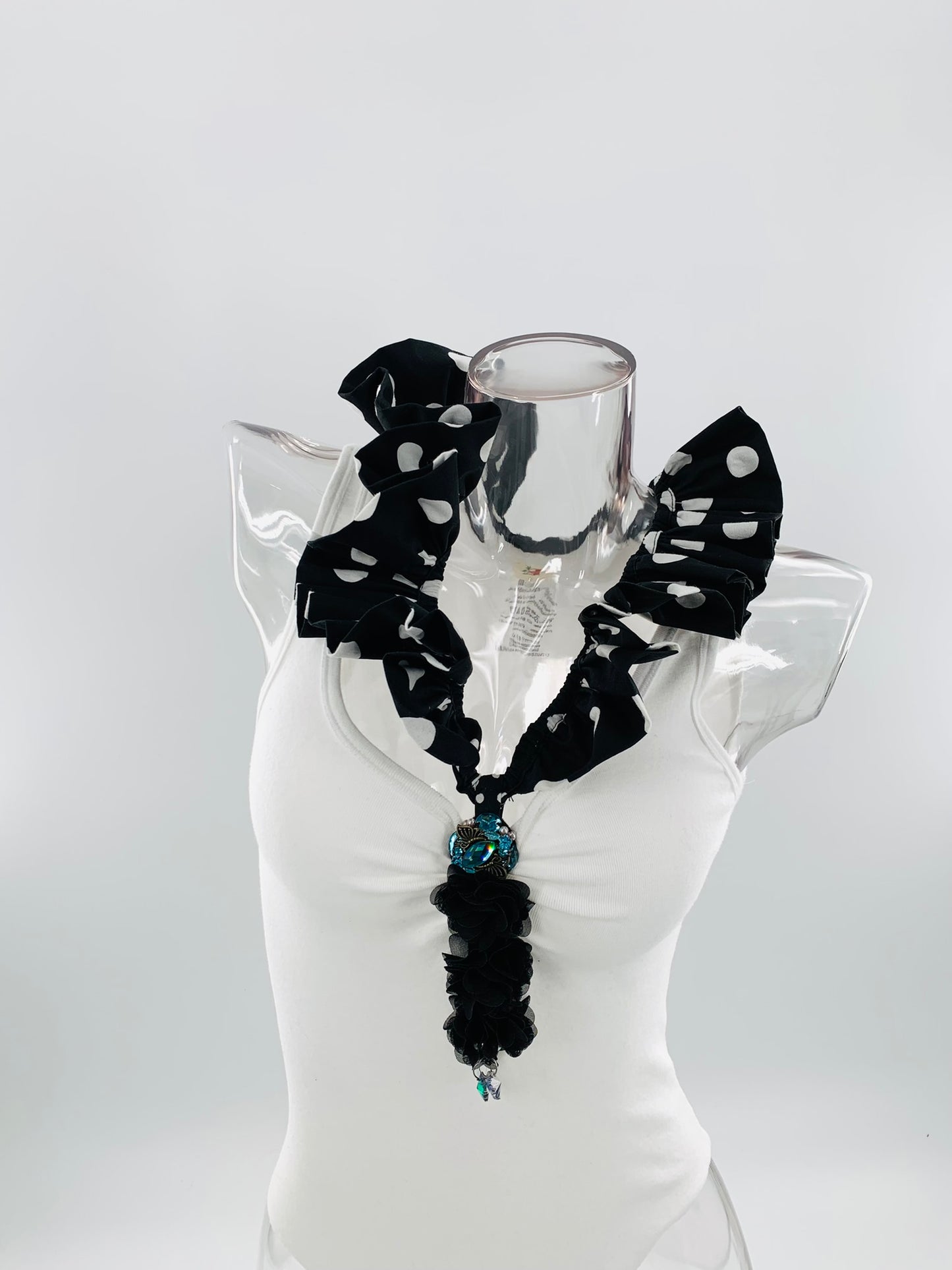 White Double Neckline Bodysuit - Polka Dot