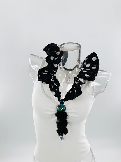 White Double Neckline Bodysuit - Polka Dot