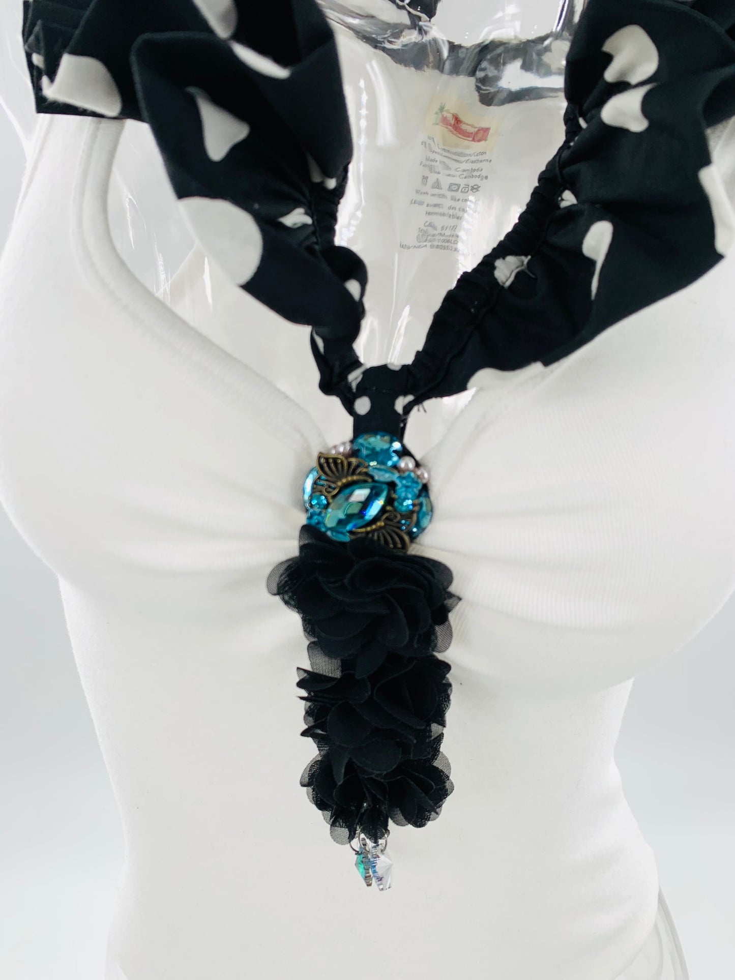 White Double Neckline Bodysuit - Polka Dot