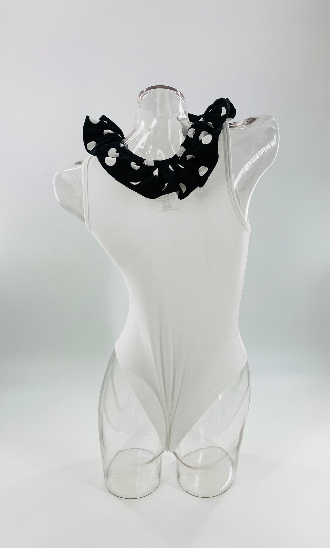 White Double Neckline Bodysuit - Polka Dot