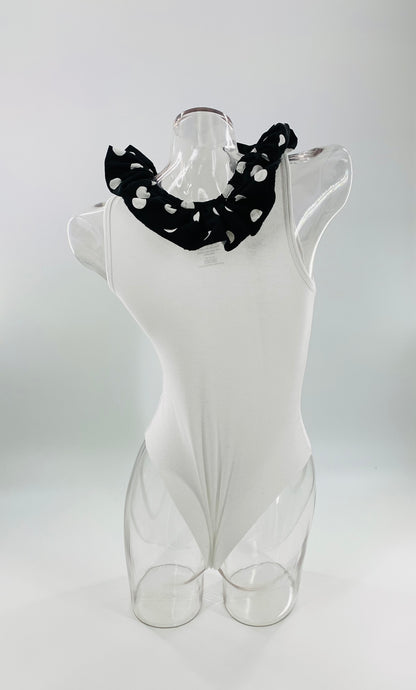 White Double Neckline Bodysuit - Polka Dot