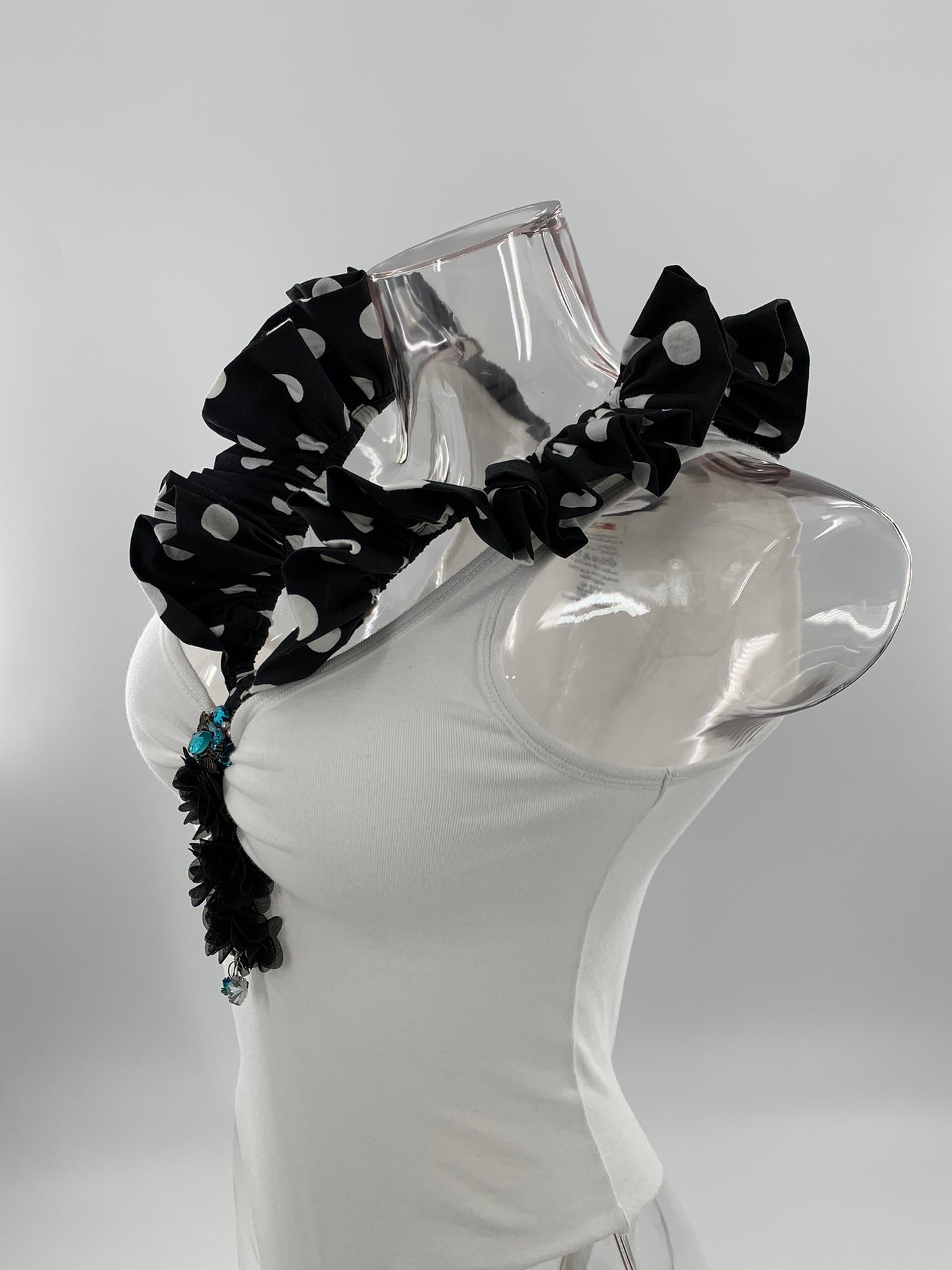 White Double Neckline Bodysuit - Polka Dot