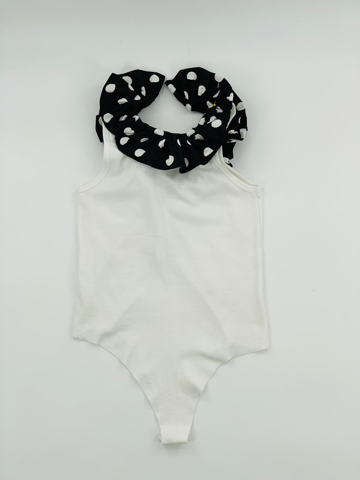 White Double Neckline Bodysuit - Polka Dot