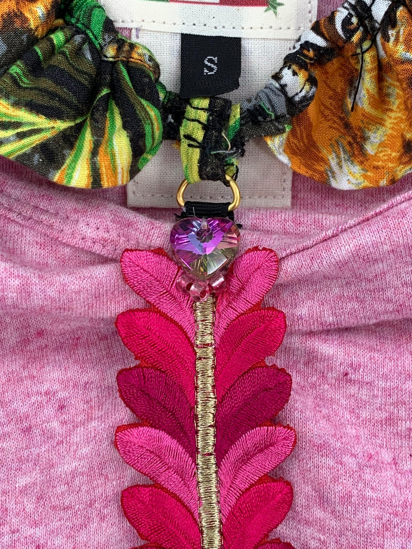 Pink Double Neckline Bodysuit - Jungle Print