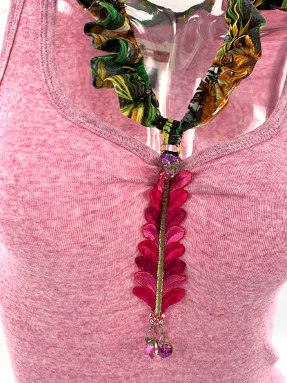 Pink Double Neckline Bodysuit - Jungle Print