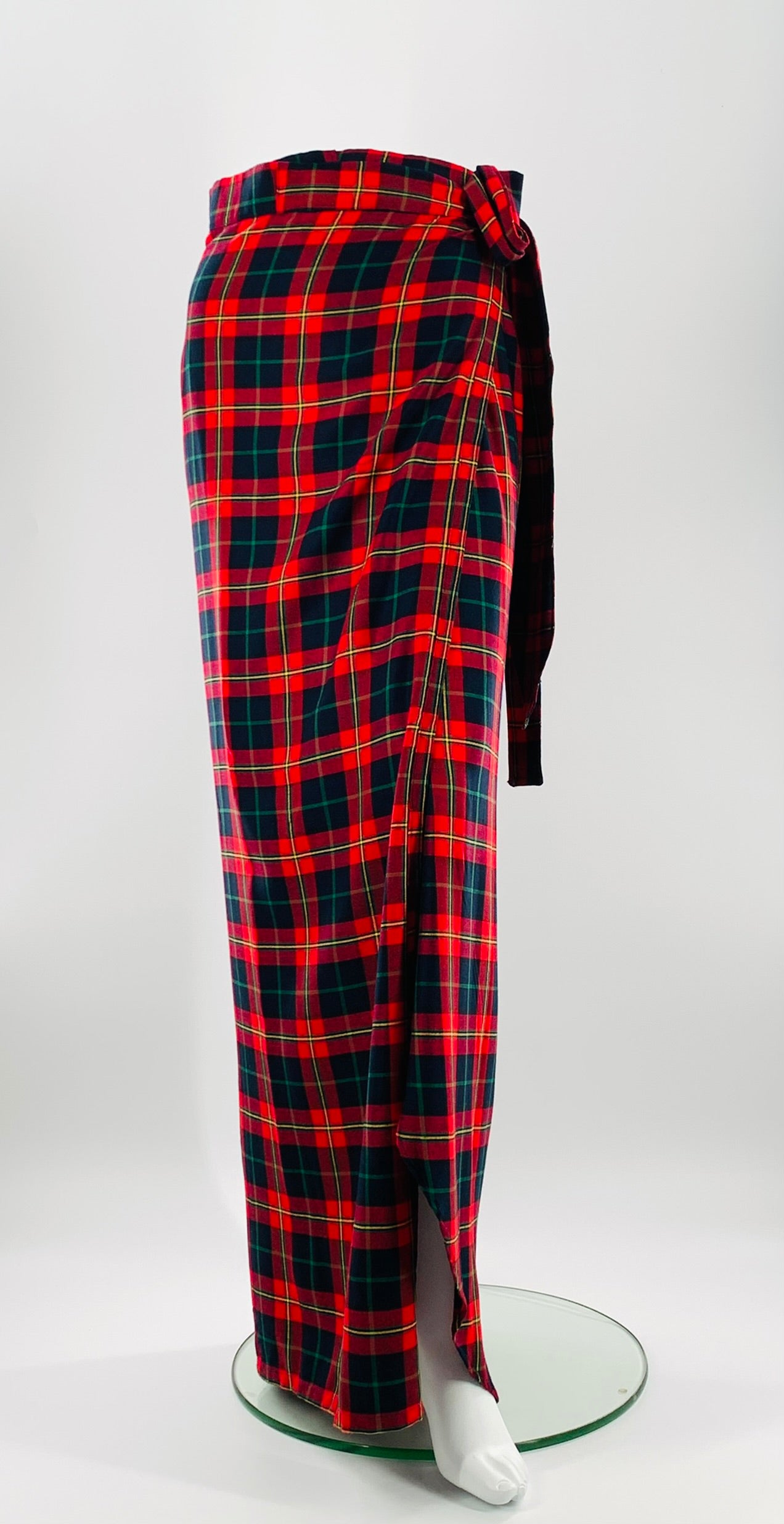 Irish Plaid Wrap Skirt With Long Straps