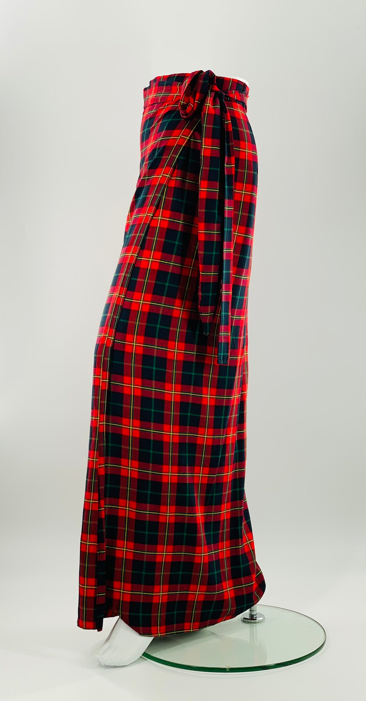 Irish Plaid Wrap Skirt With Long Straps