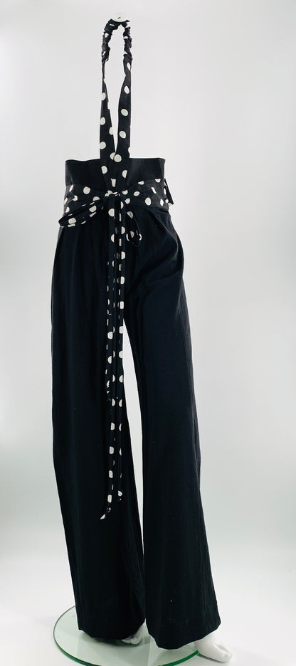 High-Waist Wide Leg Halter Pants |  Black