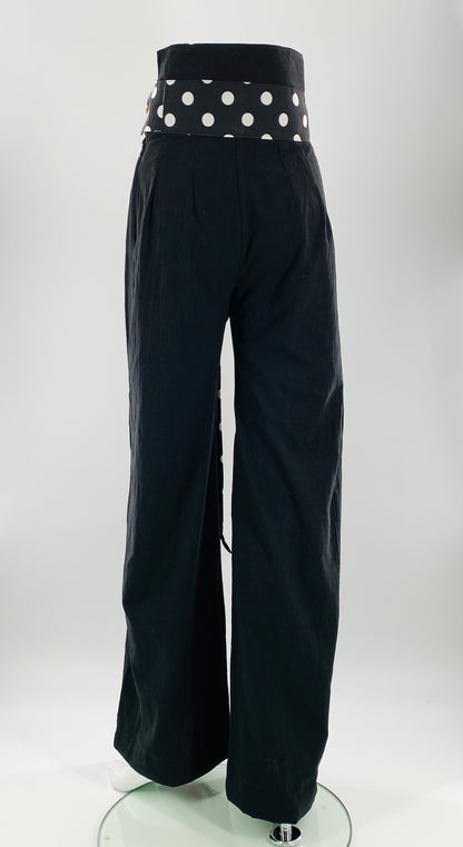 High-Waist Wide Leg Halter Pants |  Black