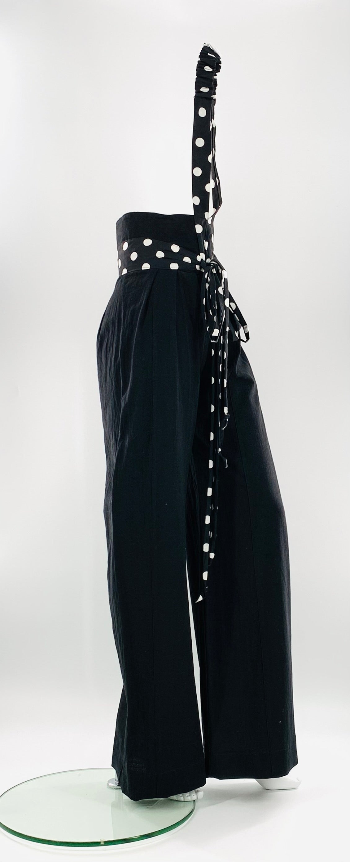 High-Waist Wide Leg Halter Pants |  Black