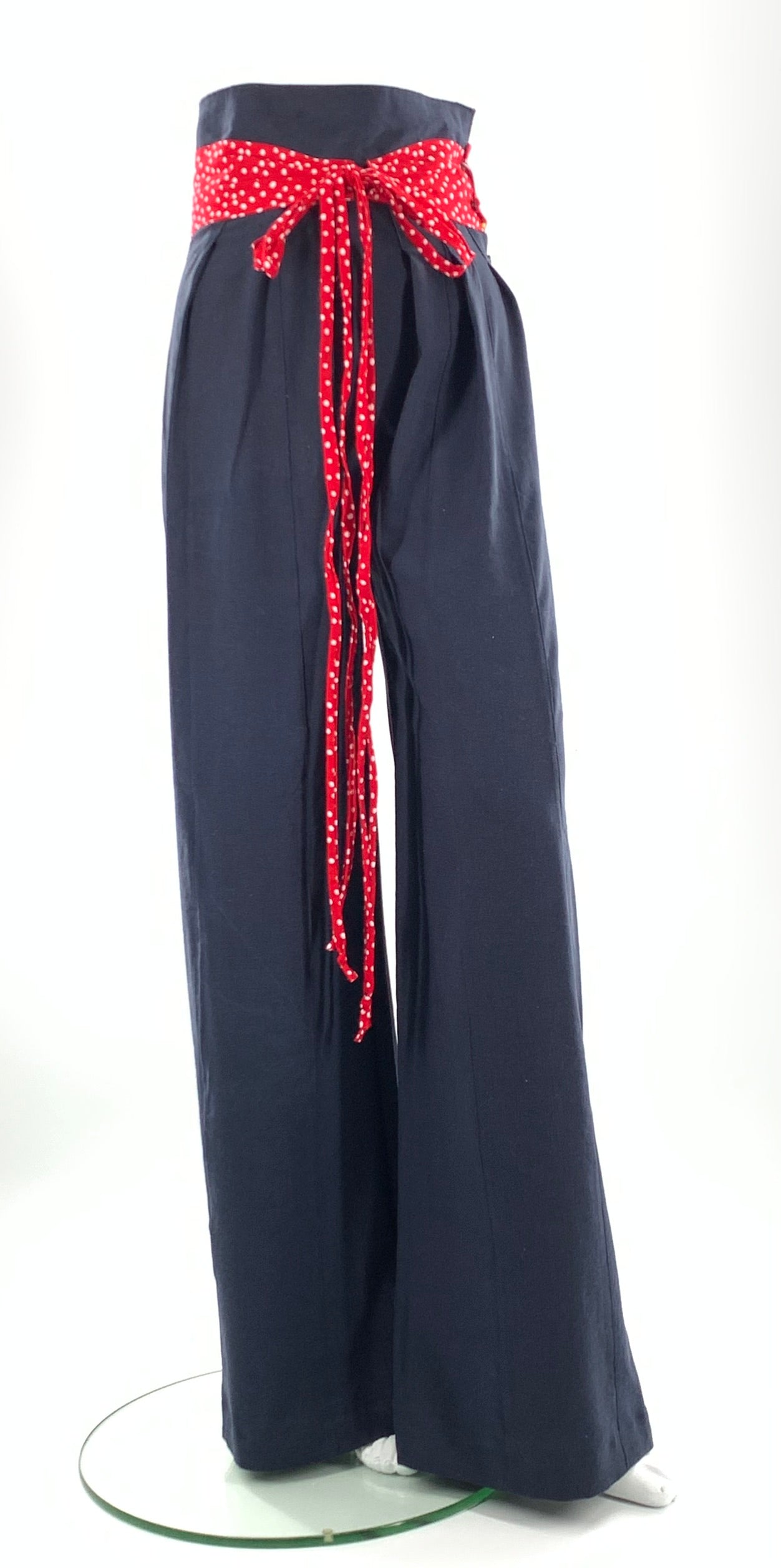 High-Waist Wide Leg Lenin Pants |  Navy