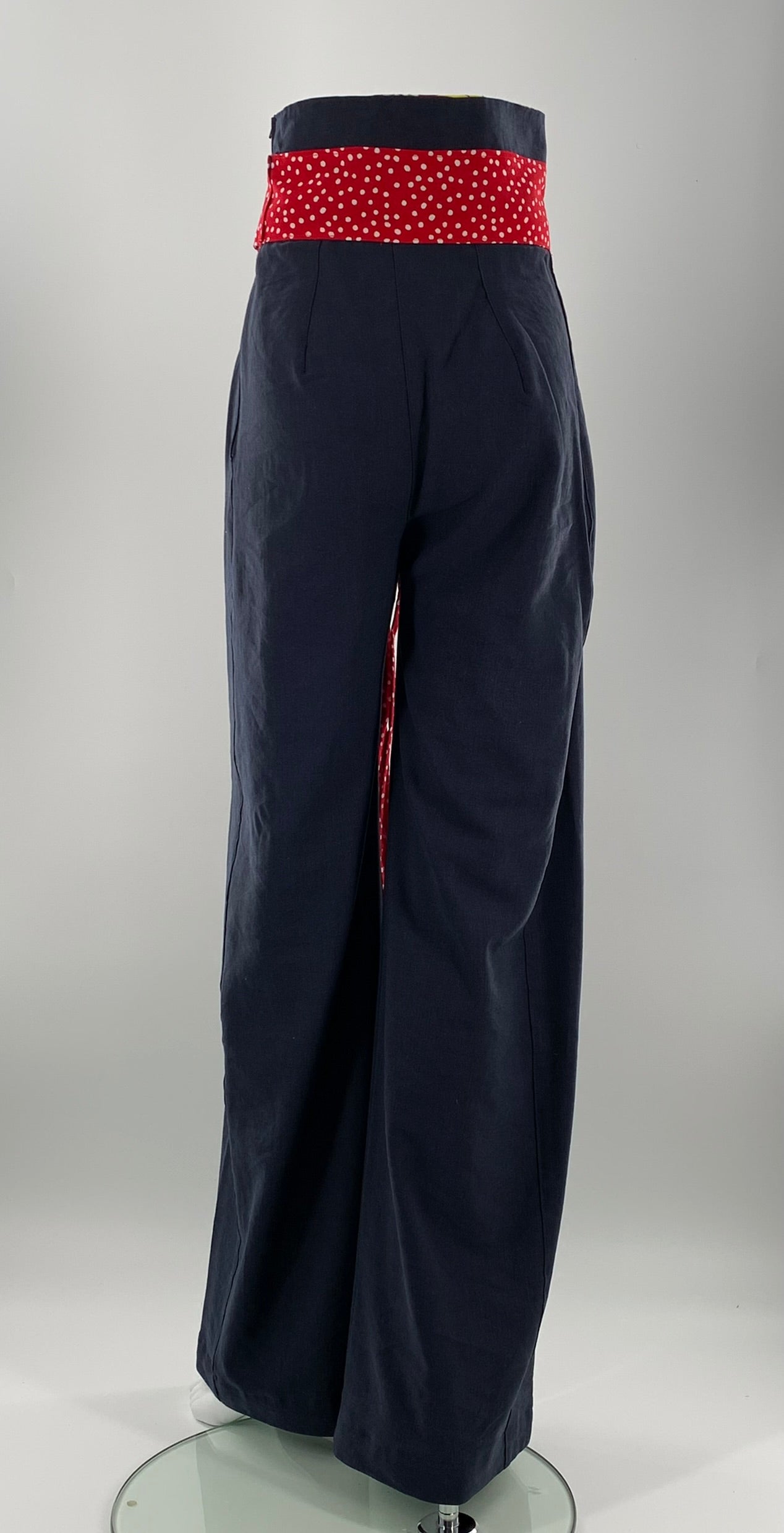 High-Waist Wide Leg Lenin Pants |  Navy
