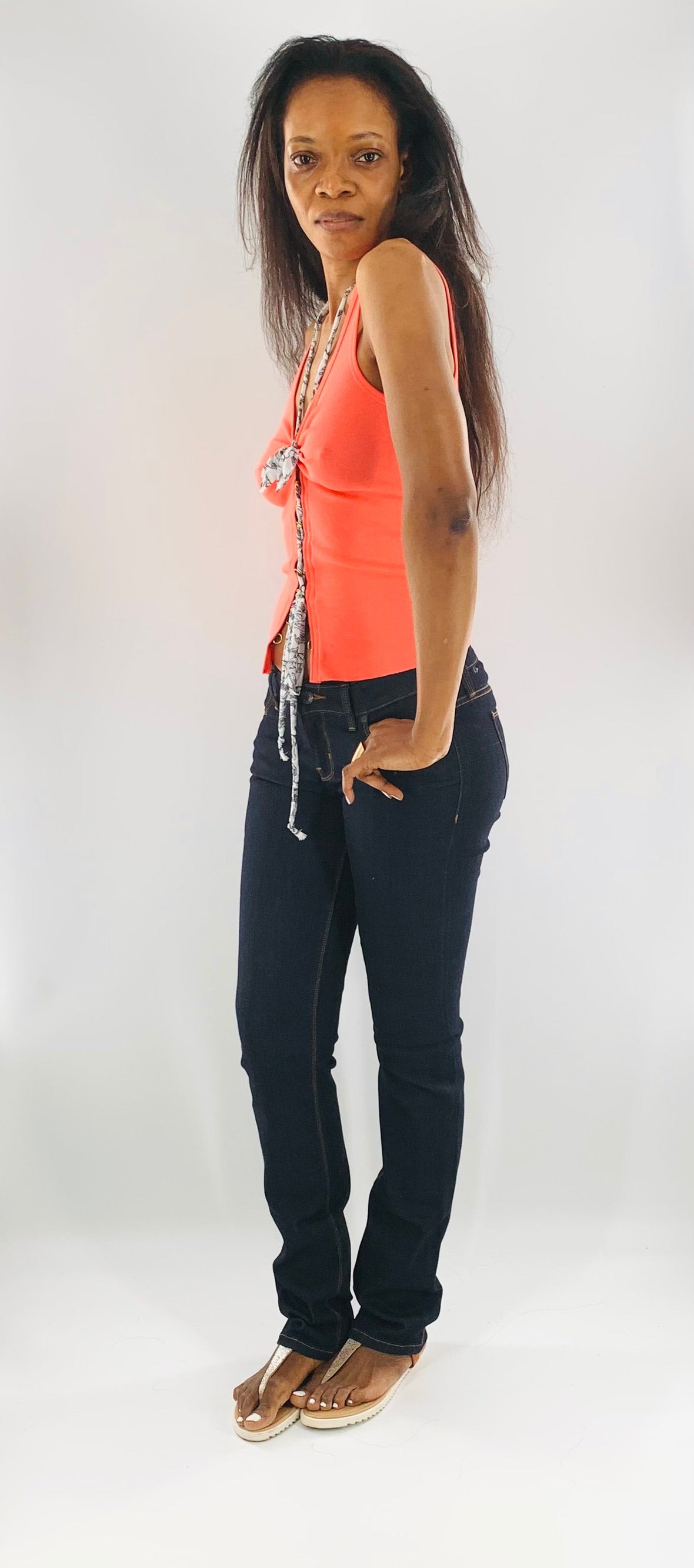 Double Strap Lace Up Tee with Bow-Tie | Vermillion