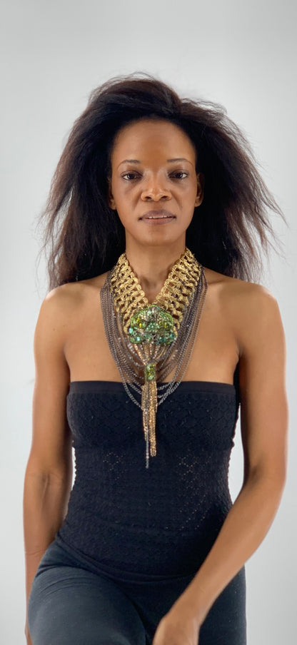 Grecian Layered Necklace With Swarovski Crystals