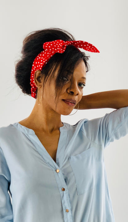 Headbands with Large Bow Detail | White & Red Polka Dot