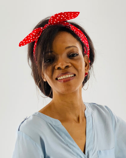 Headbands with Large Bow Detail | White & Red Polka Dot