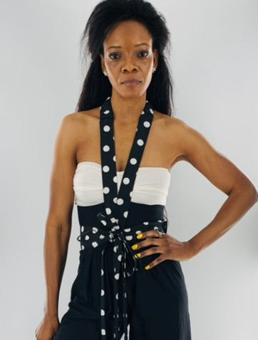 High-Waist Wide Leg Halter Pants |  Black