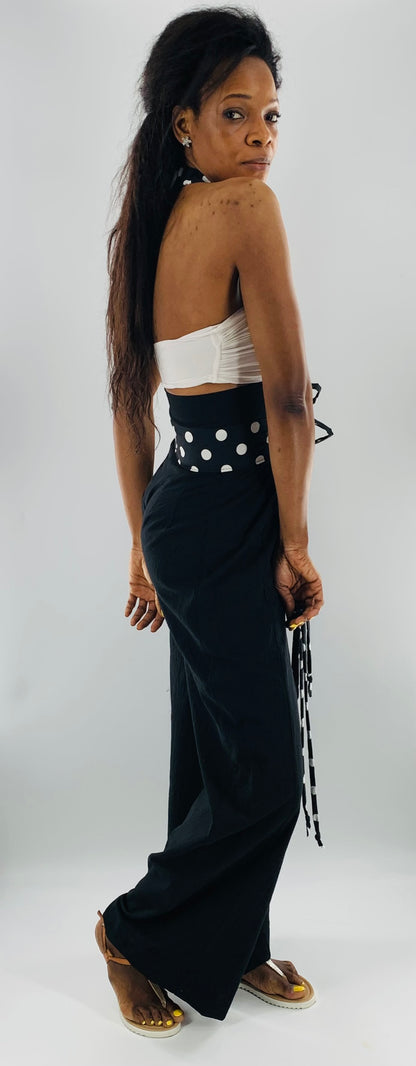 High-Waist Wide Leg Halter Pants |  Black