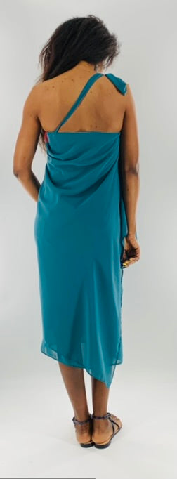 Asymmetrical One Shoulder Multi-Layered Chiffon Dress