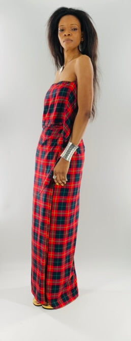 Irish Plaid Wrap Skirt With Long Straps
